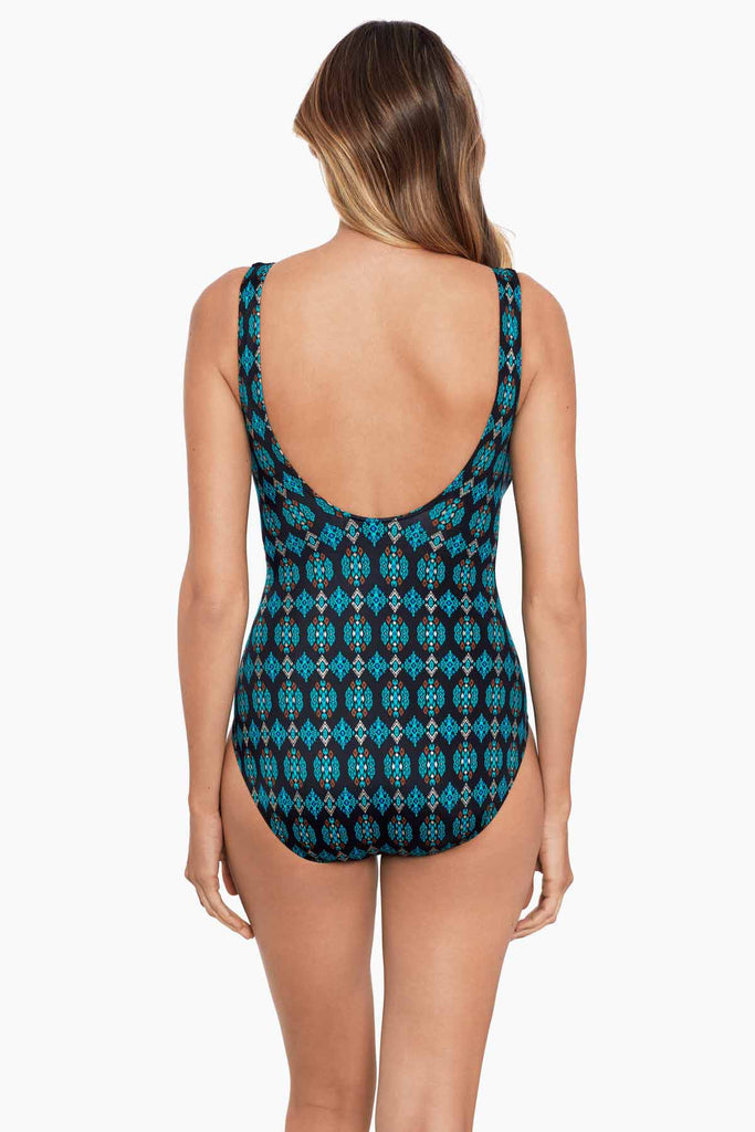 Back View of the printed one piece swim