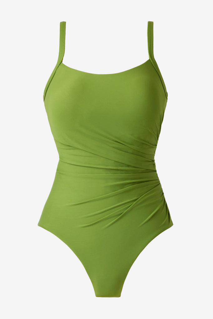 Bright green one-piece swimsuit