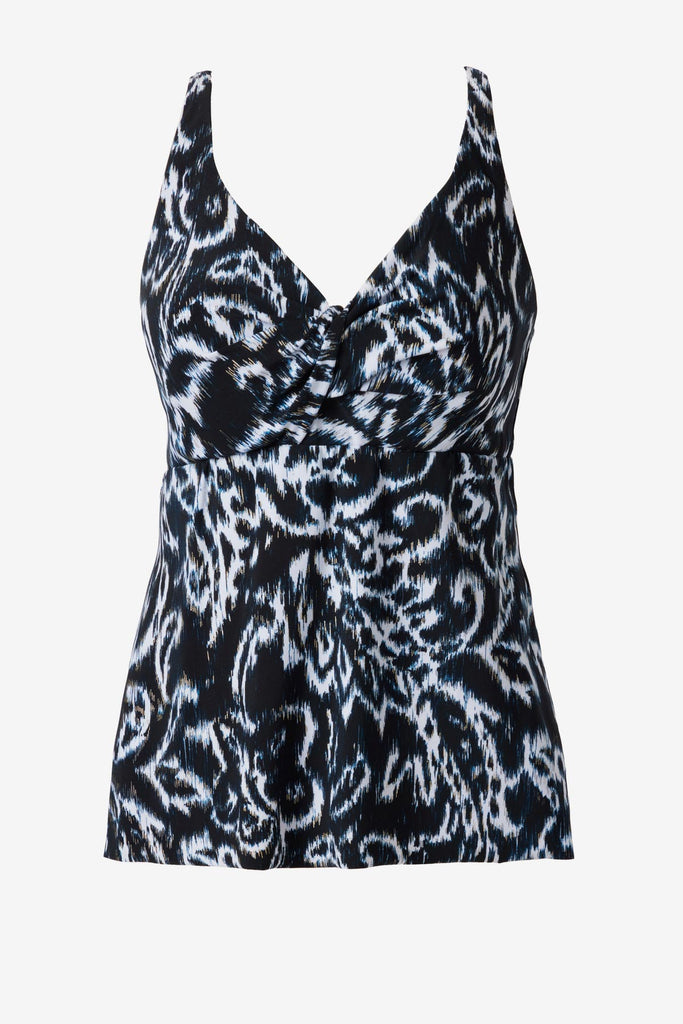 Black and white abstract printed tankini top
