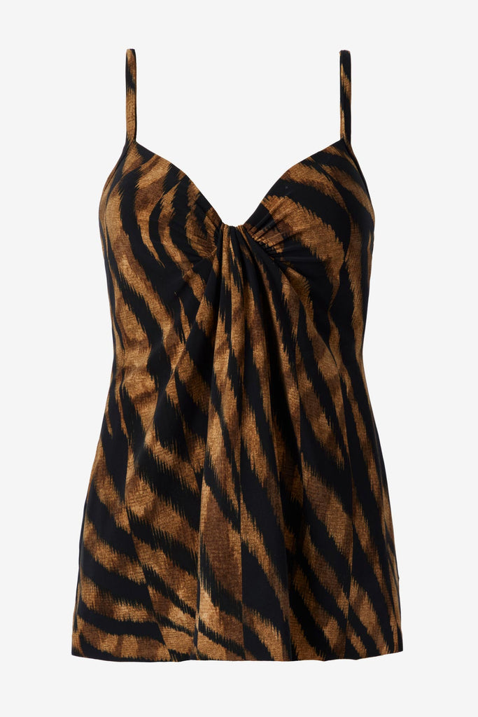 Black and brown printed tankini top