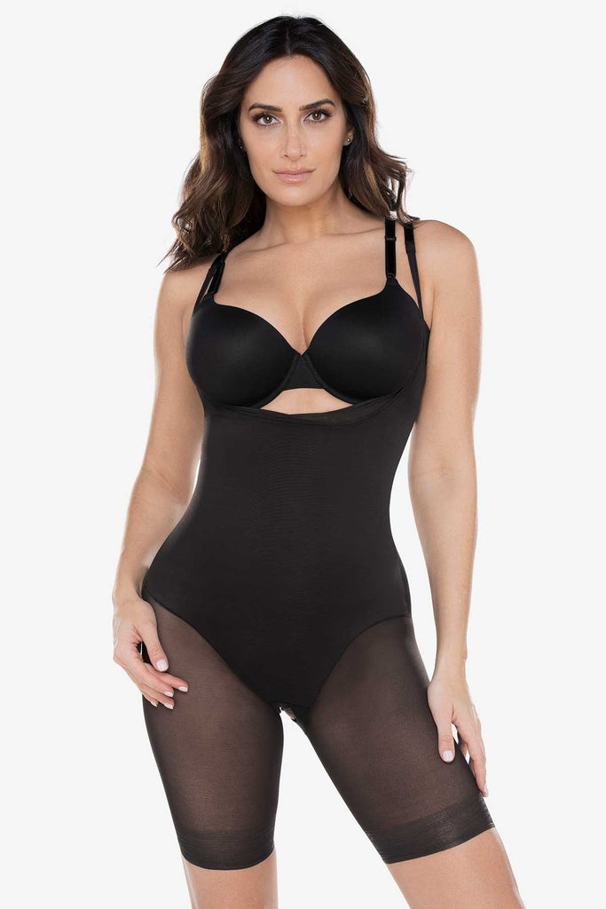 Woman in a shape wear swim suit.