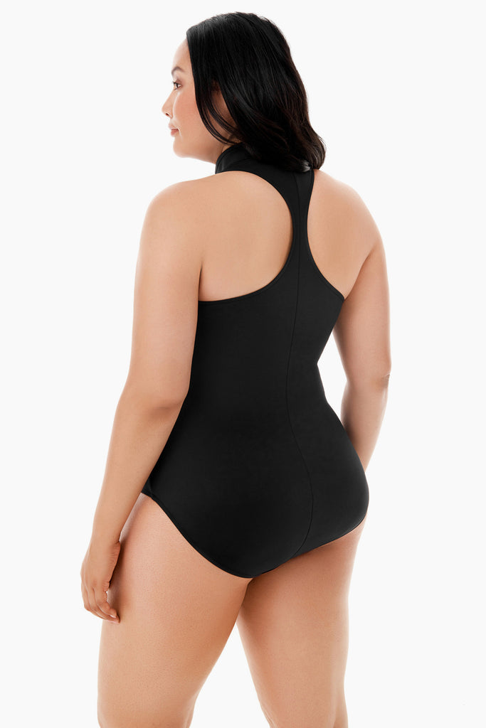 Side view of Tummy Control Swimsuit Plus Size