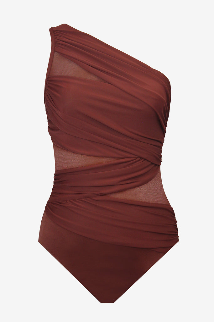 Contrasting mesh insets swimsuit