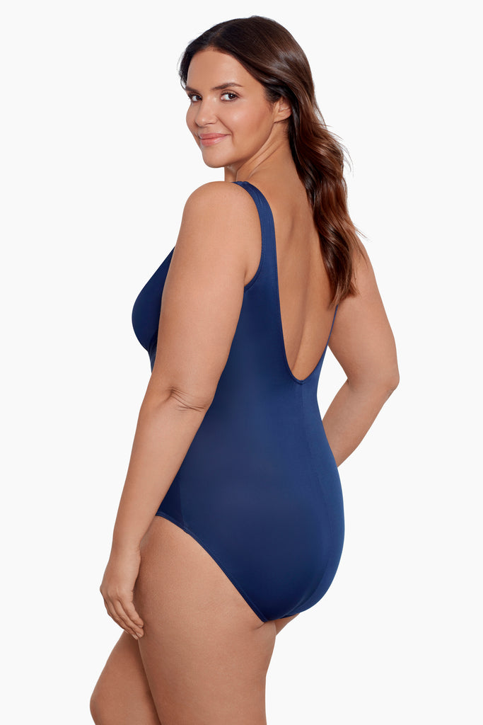 classical draping plus size swimsuit